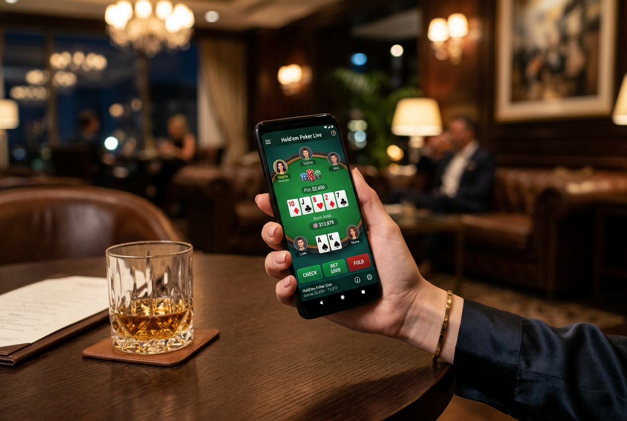Μια πολυτελής εμπειρία παιχνιδιού στο Cristal Poker Casino μέσω κινητού τηλεφώνου.