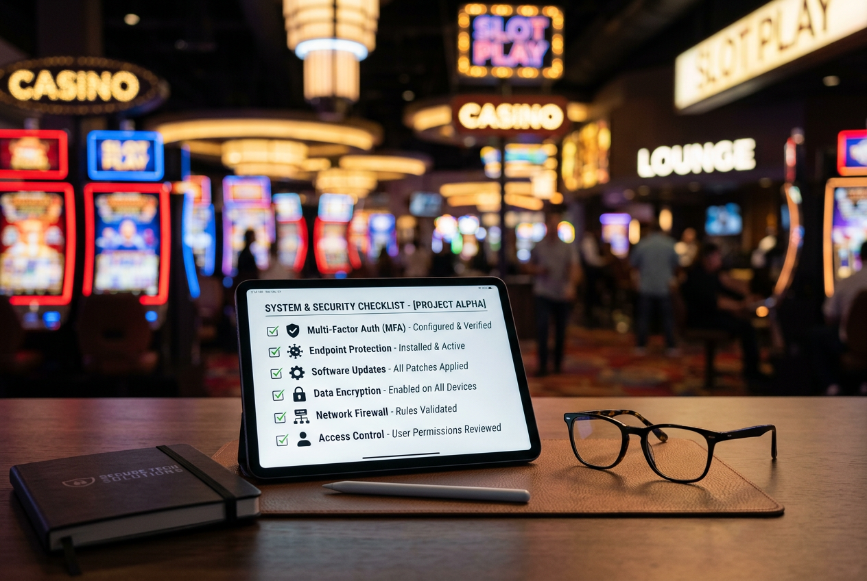 Μια επαγγελματική οθόνη με κριτήρια ελέγχου για online καζίνο